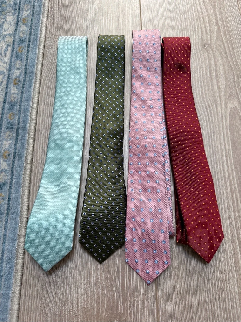 J. Crew Factory Silk Tie Lot of 4 formal office dressy suiting preppy pattern